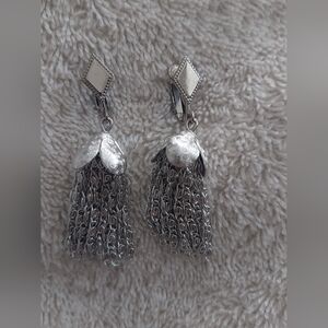 Elegant Silver Tassel Vintage Earrings